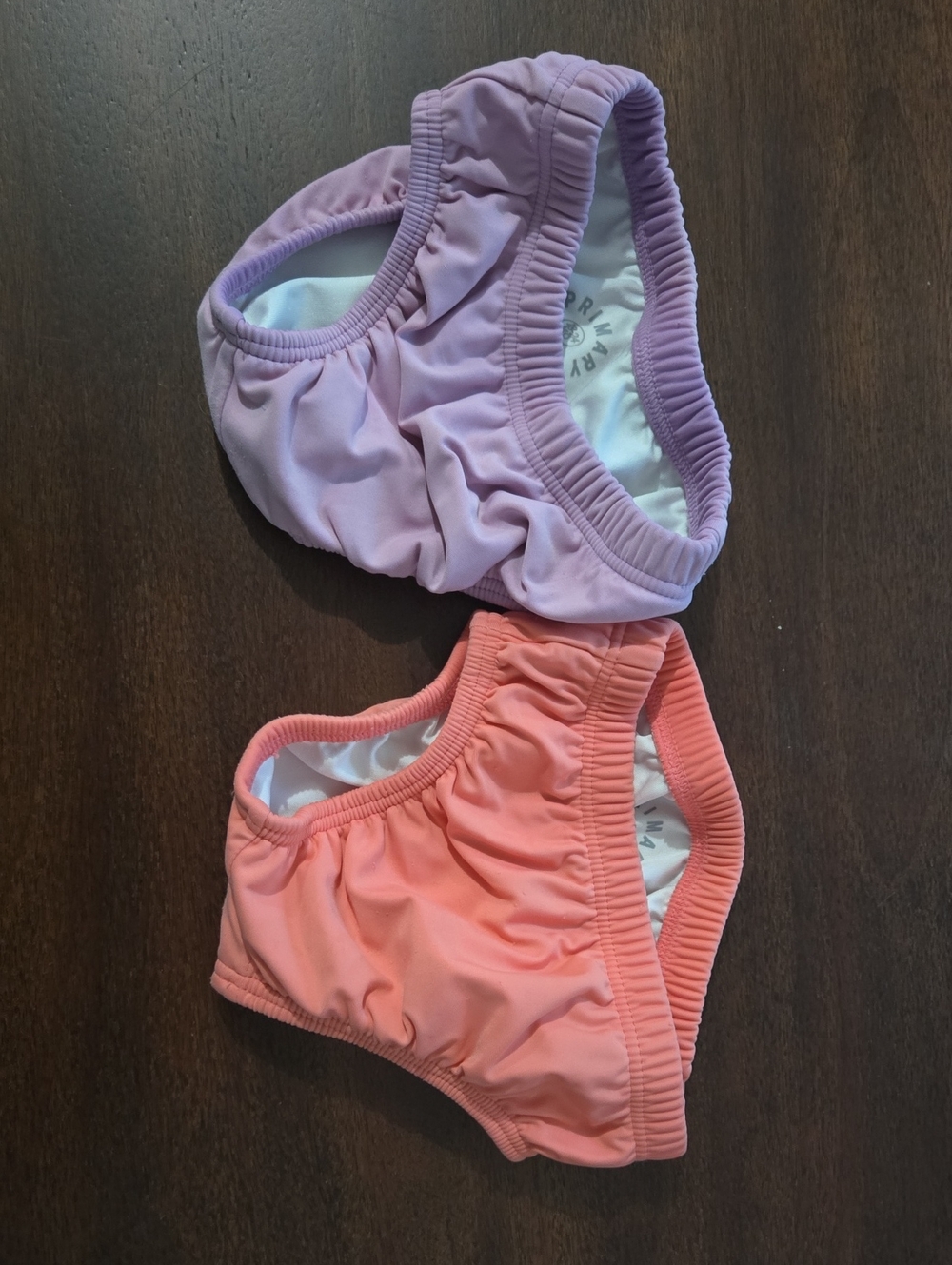 Primary Kids Swim Covers in Lavender and Coral